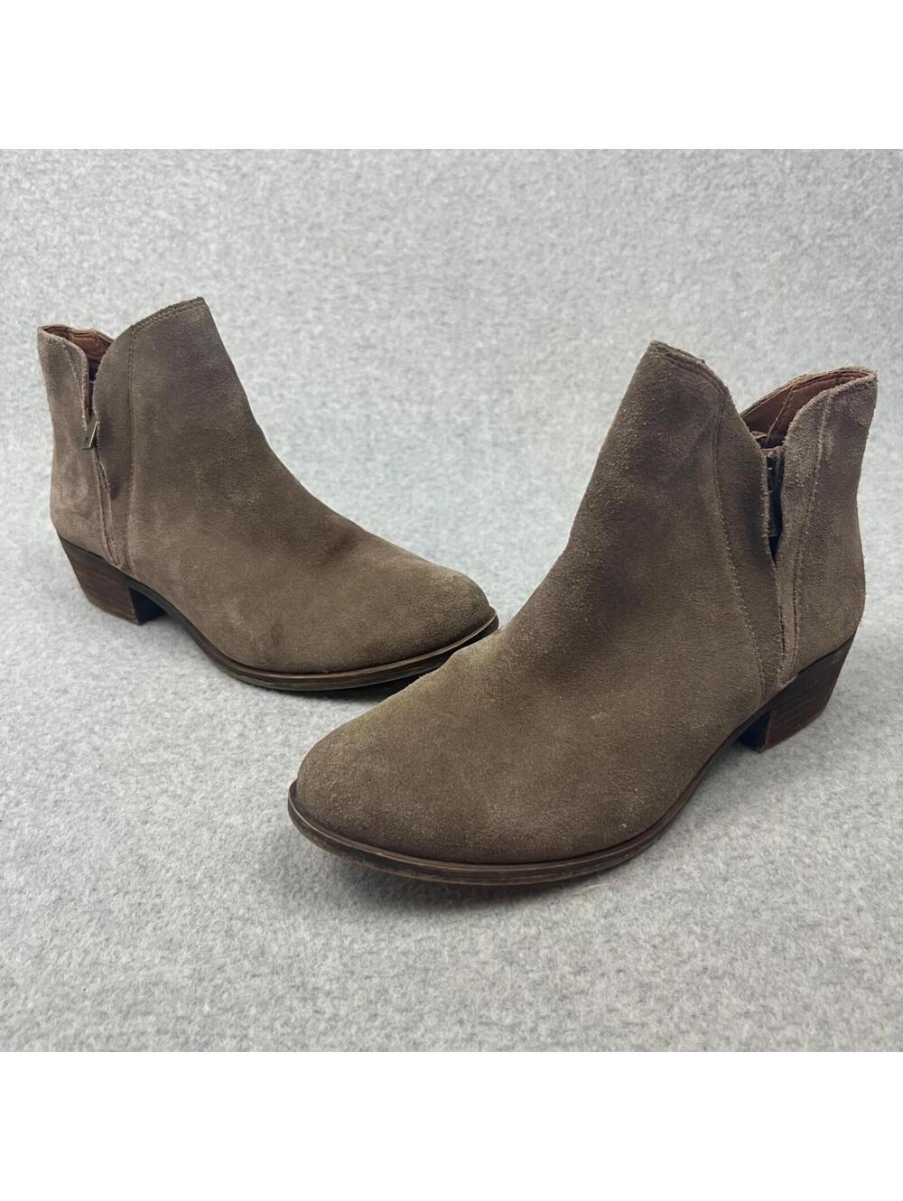 Lucky Brand Womens Low Cut Booties Boots 9 Leather beige Casual Winter
